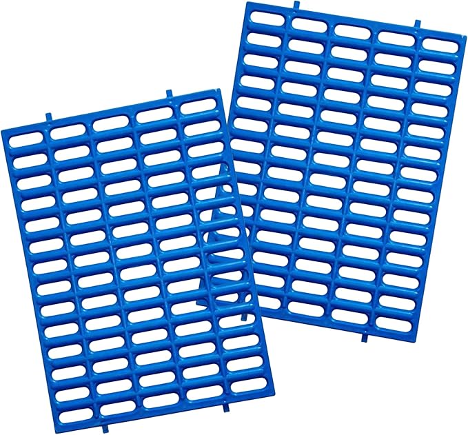 Premium Rabbit Cage Mats (Blue, 2 Pack) | Heavy Duty ABS Wire Floor Protectors | Prevent Sore Hocks & Feet for Bunnies | 15x10 in Floor Mat | Chew Resistant, Dishwasher Safe