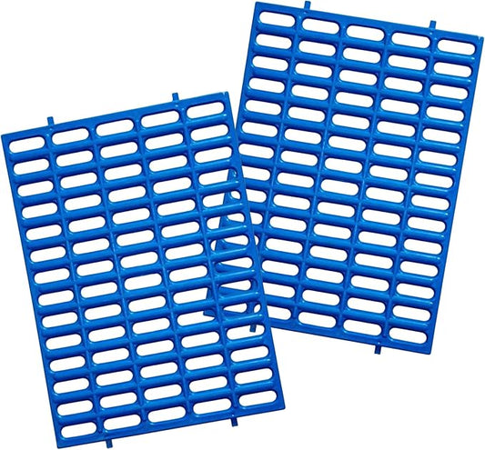 Premium Rabbit Cage Mats (Blue, 2 Pack) | Heavy Duty ABS Wire Floor Protectors | Prevent Sore Hocks & Feet for Bunnies | 15x10 in Floor Mat | Chew Resistant, Dishwasher Safe