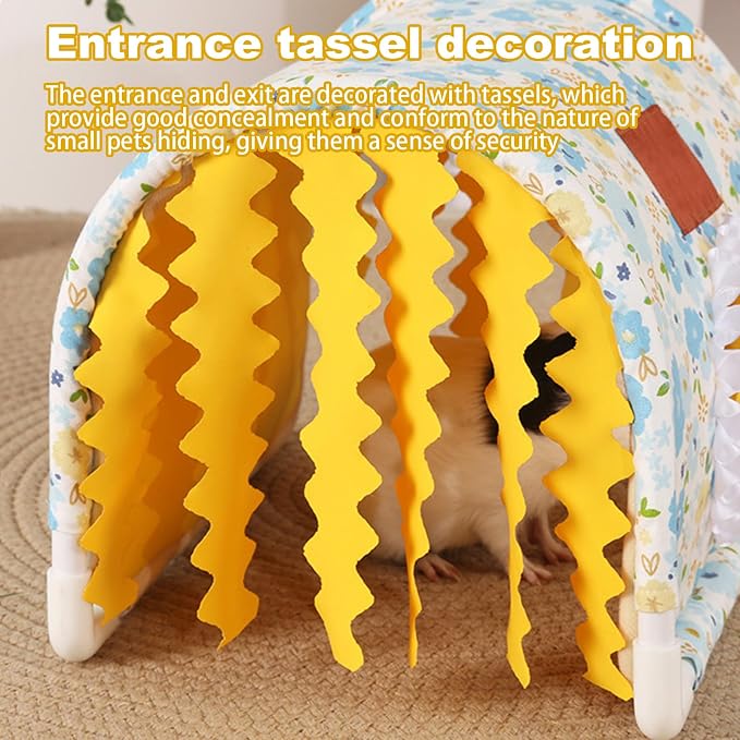 Guinea Pig Hideout Tunnel - Bunny Hideout, Machine Washable Guinea Pig Hide Tent Houses & Habitats,Guinea Pig Accessories for Hamster/Chinchilla/Dwarf Rabbit- Playing Resting(Yellow Tunnel)