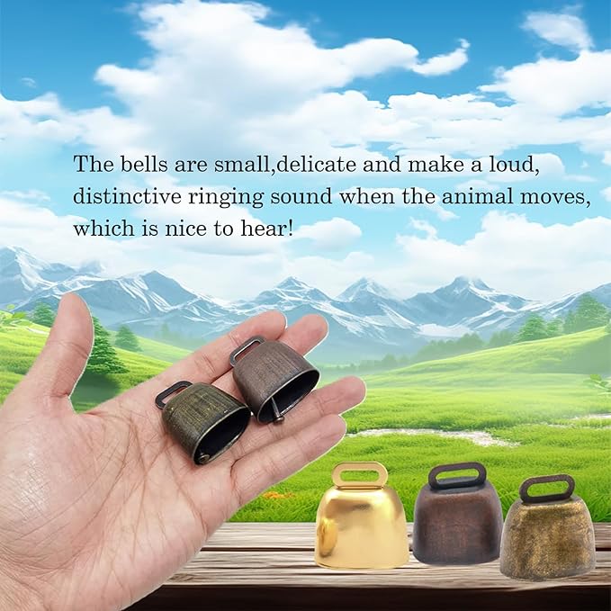 8 Pack Cow Horse Sheep Grazing Copper Bells, Small Metal Brass Bells, Loud Ringing Cowbell Noisemakers, Hanging Jingle Bell for Animal Pet Collar Doors Crafts Christmas Wedding Decor (Red Bronze)