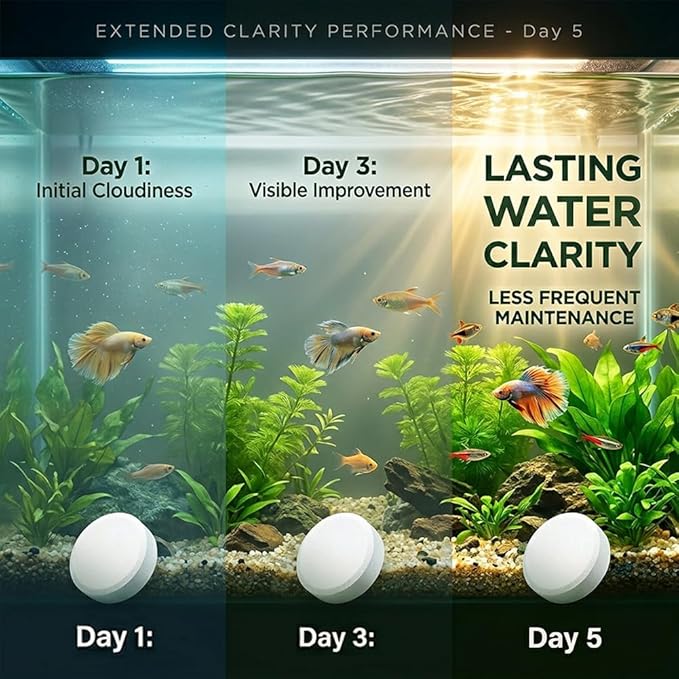 Powerful Aquarium Water Purification Tablet, Water Purification Tablets for Fish Tank, Efficient Clear Turbidity & Improve Water Quality, New Year's Gift for Aquarium Enthusiasts (9pcs)