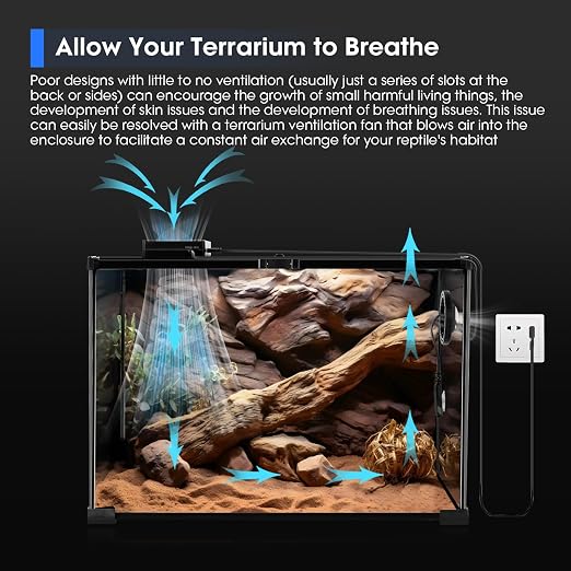Reptile Terrarium Thermometer Hygrometer with Dehumidifier Ventilation Fan for Pet Rearing Box Reptile Tank LED Digital Thermometer and Humidity Gauge for Snake Bearded Dragon Gecko