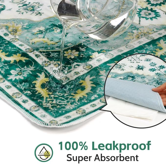 Washable Pee Pads for Dogs 2 Pack Reusable Puppy Training Pads 48"x32" Super Absorbent Waterproof Dog Training Pads, Non-Slip Potty Pads Whelping Pads Litter Mat Pet Supplies - Green Medallion