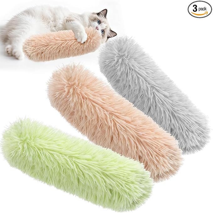 Cat Toys Cat Pillows Toys, Interactive Kicker Catnip Toys, Soft Durable Teething Chew Toy (3, Green Orange Grey)