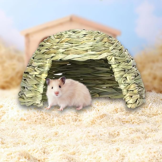 Hideaway Hut Toy Comfortable Playhouse Comfortable Baby Rabbit Hideaway Hut Rabbit Straw Nest for Ferret Small Animals Bunny, 25cmx17cm