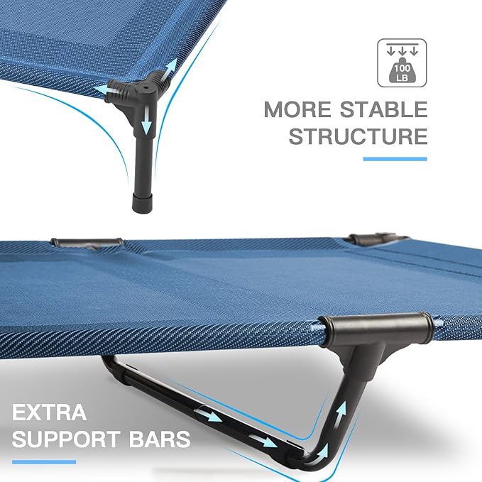 suddus Elevated Dog Bed Waterproof Outdoor, Portable Raised Dog Bed, Dog Beds Off the Floor, Dogs Bed Easy Clean Indoor or Outdoor Use, Medium, Blue
