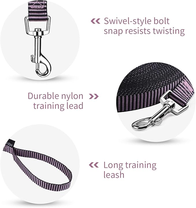 Hi Kiss Dog/Puppy Obedience Recall Training Agility Lead - 15ft 20ft 30ft 50ft 100ft Training Leash - Great for Training, Play, Camping, or Backyard(50ft,BL+PK)