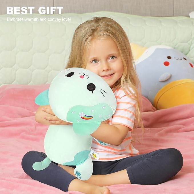 Onsoyours Original Rainbow Cat Plush 13 Inch Kitty Plushies Toy Blue Cat Kitten Stuffed Animal Soft Pillow Kawaii Plushie Gift for Kids & Adults (Rainbow Cat, 13")