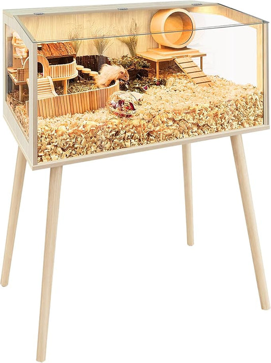 PROLEE Hamster Cage with Legs, Guinea Pig Cages Chew Proof, Hamster House, Hamster Cages and Habitats with Lockable Design, Small Animal Cage, 32" L x 16" W x 40" H