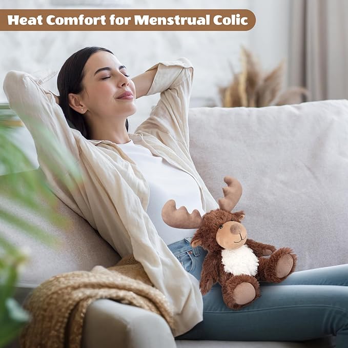 SuzziPals Heatable & Coolable Moose Stuffed Animal, Plushies Microwavable Heating Pad for Soothing & Relaxation, Lavender Scent Stuffed Plush Toys for Stress Relief, Christmas Stuffed Animals Gifts