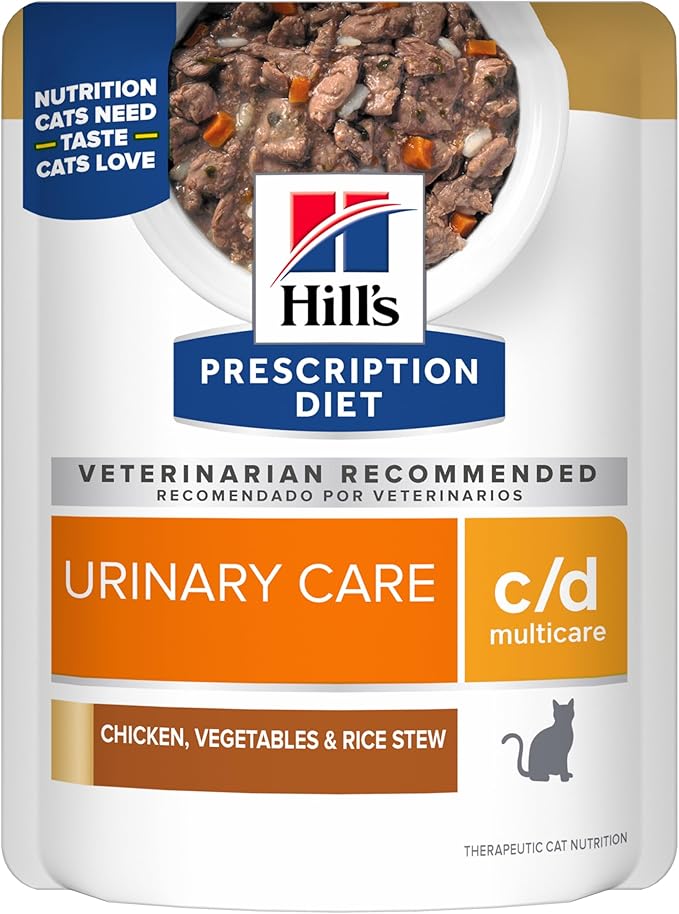 Hill's Prescription Diet c/d Multicare Wet Cat Food, Chicken, Vegetables & Rice Stew, 2.8 oz. Pouches, 24-Pack