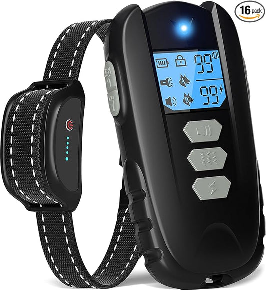 Dog Shock Collar with Remote Control – Shock Collar for Dogs 10–120 lbs, 2000FT Long Range IPX7 Waterproof Rechargeable Dog Training Collar with 4 Safe Modes Beep Vibration Shock & Flashlight Bk