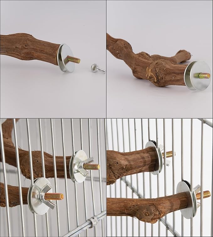 17 Sets Bird Perch Screws with Socket, Bird Perch Hardware for Cage Platform Mounting, DIY Cages (Double-Ended Screws)