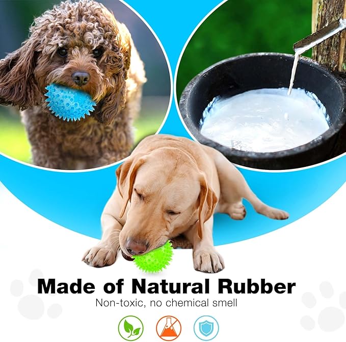 PUPTILY Puppy Toy 2.5” Squeaky Dog Balls Toys and Spikey Dog Ball for Aggressive Chewers for Small Dogs Dog Balls for Clean Teeth and Training （6 Pack