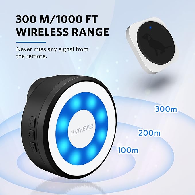 Dog Bells to Go Outside, Wireless Dog Doorbell Operating at 1000 Feet with Chew Resistant IP65 Waterproof Touch Button, CD Quality Sound & 4 Notification Modes
