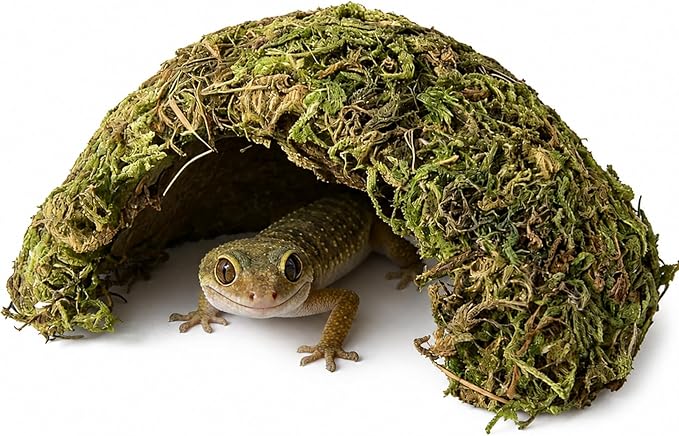 Reptile Hide Coconut Leopard Gecko Hide Humid Crested Gecko Tank Accessories Natural Moss Snake Hideouts for Ball Python, Bearded Dragon,Tortoise,Frog