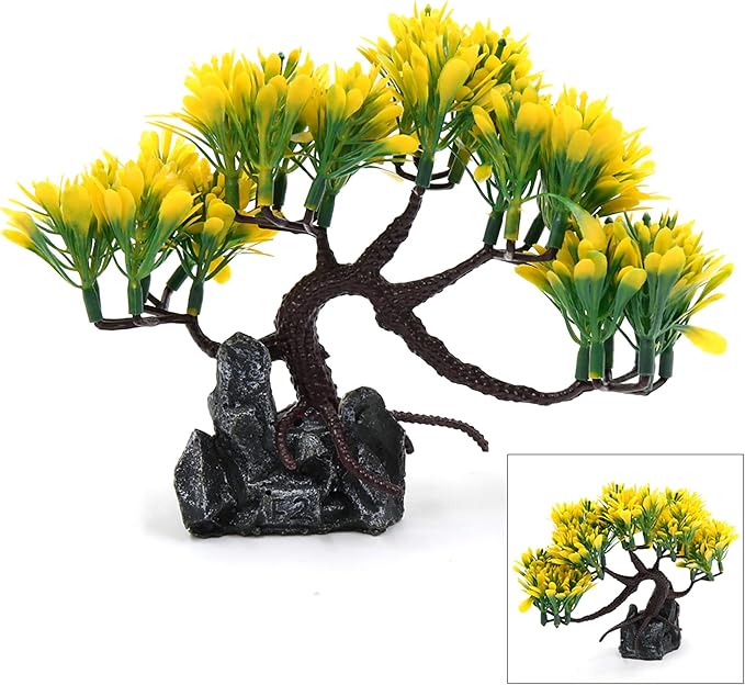 uxcell Yellow Plastic Tree rium Landscape Decoration Home Decor 5.1inch High