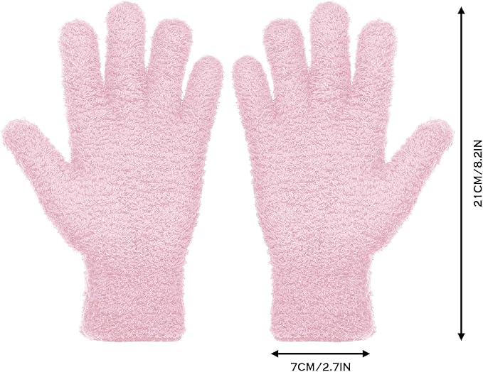 Patelai 2 Pairs Microfiber Gloves for plants Dusting Cleaning Glove Mittens House Cars Blinds Dusting(Pink, Rose Red,Large)