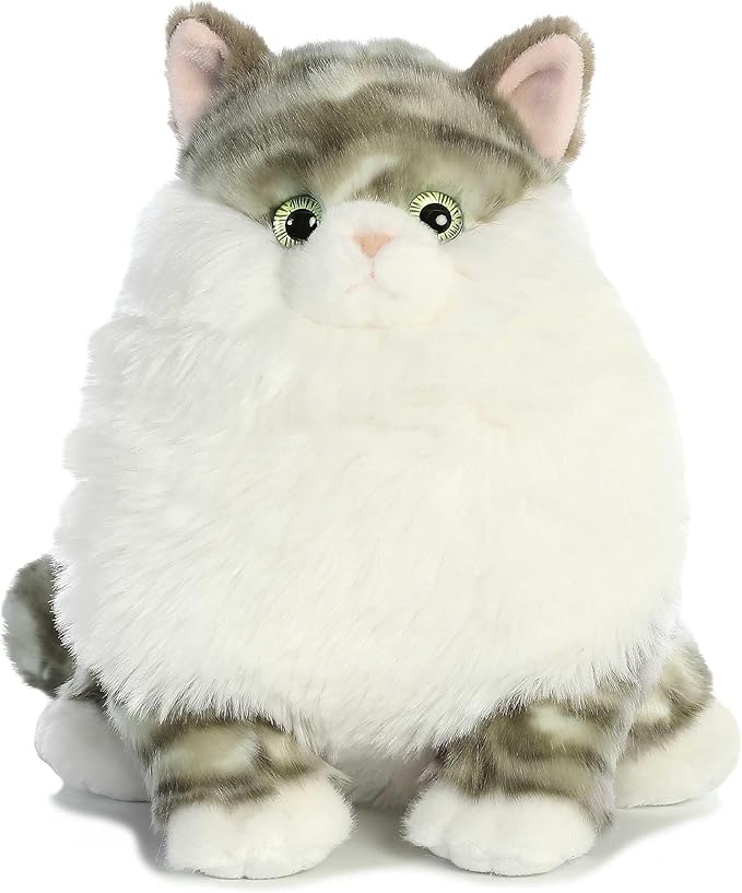 Aurora® Charming Fat Cats™ Dumpling Tabby™ Stuffed Animal - Cuddly Companions - Aesthetic Appeal - Gray 9 Inches