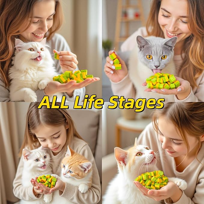 Cat Toy Grass Treats Freeze Dried 2 in 1 60g Fish Oil Chicken Cats Chew Grass Pellet Kitten Catnip for Hairball Removal Kitty Bite Snack for Cleaning Teeth Kitten Dental Food Indoor (2.12oz)