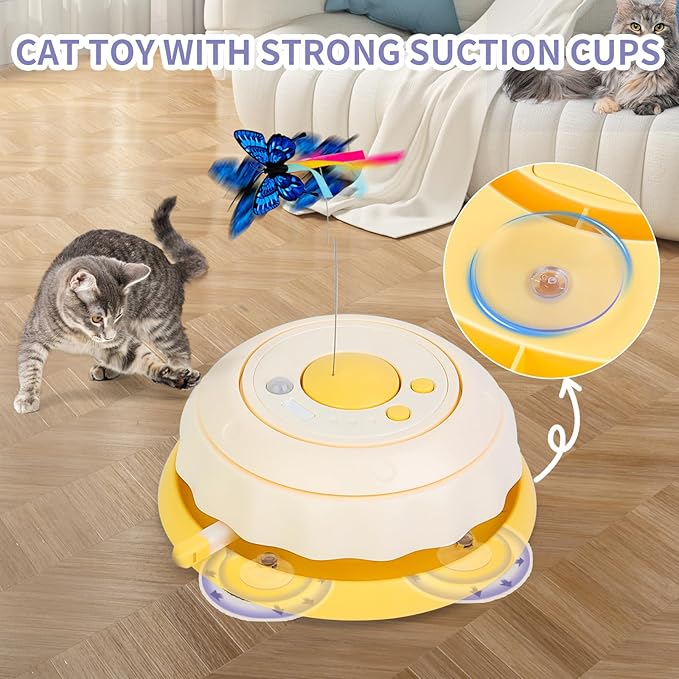 Wn's Day Rechargeable Cat Toys,Hide and Seek Game Interactive Cat Toys for Indoor Cats,Moving Wand Feather Cat Stimulation Toys,Touch Activated Cat Enrichment Toys for Bored Indoor Adult Cats(Pink)