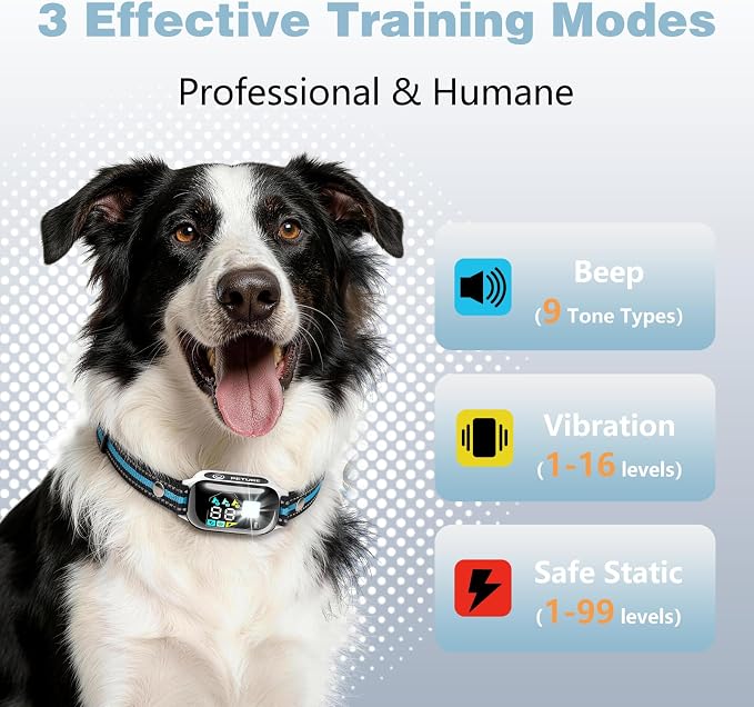 2-in-1 Dog Shock & Bark Collar Combo - New Updated Automatic Bark Collar & 3300Ft IPX7 Waterproof Remote Dog Training Collar with 3 Training Modes for All Breeds,Size,FlashLight & Security Lock