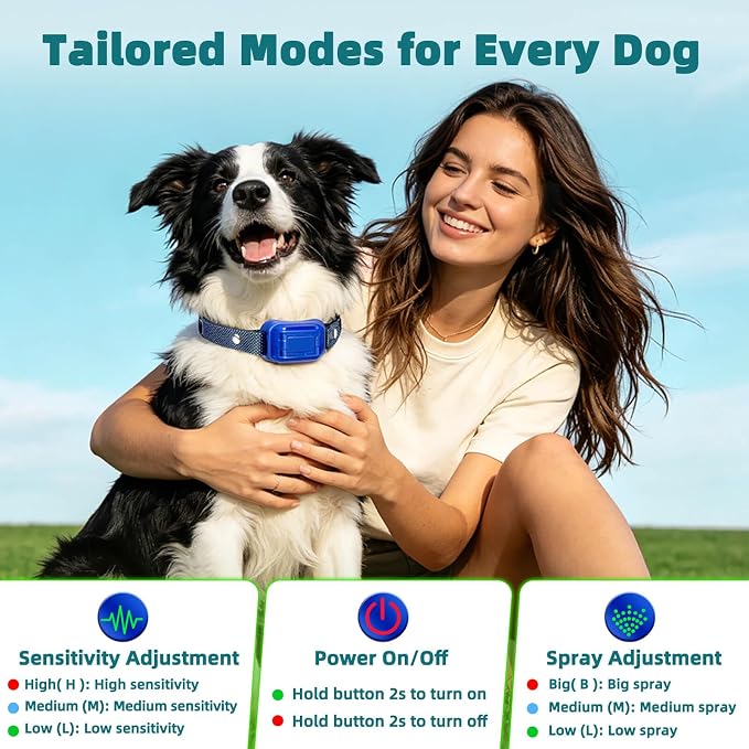 Citronella Bark Collar for Dogs, [No Spray Refill] Spray Dog Training Collar, Humane Citronella Dog Barking Collars, Safer Anti Barking Control Spray Collar for L/M/S Dogs Blue
