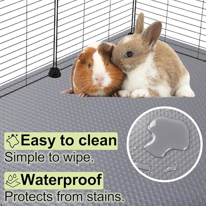 Guinea Pig Bedding Cage Liner 24"×118" 1pcs Waterproof Rabbit Bedding, Waterproof and Reusable Pads for Guinea Pigs, Rabbits, Hamsters, Gerbils, and Chinchillas, Grey Mat