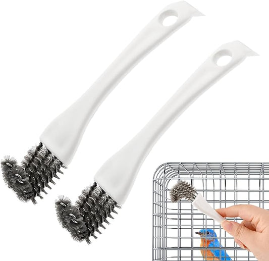 2Pcs Bird Cage Cleaner with Long Handle, Birds Cag e Droppings Removal Brush, Removes Poop Cag-e Brush for Cleaning Birds Parrot Cages Kennels Perches,Essential Bird Cage Accessory