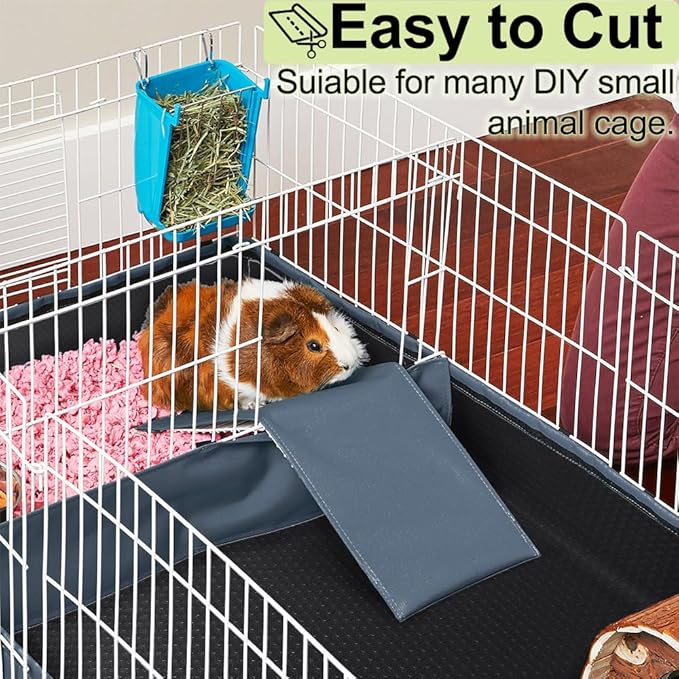 Guinea Pig Bedding Cage Liner 24"×118" 1pcs Waterproof Rabbit Bedding, Waterproof and Reusable Pads for Guinea Pigs, Rabbits, Hamsters, Gerbils, and Chinchillas?Black Mat