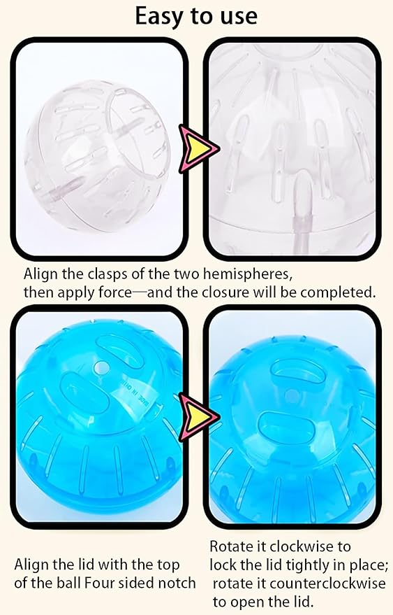2Pcs Rotundity Hamster Balls, Breathable and Sturdy Dwarf Hamster Exercise Balls Running Wheel Gerbil Toys, Small Animals, Portable Small Pet Supplies (White & Blue),2 Sizes 5.7 & 4.7in. ﻿