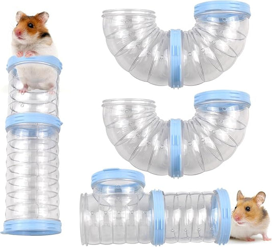 8 Hamster Tube Set, Clear Hamster Tunnel Tube Kit DIY Small Animal Toy Tube Adventure External Accessories Syrian Dwarf Mouse Rat (Blue)
