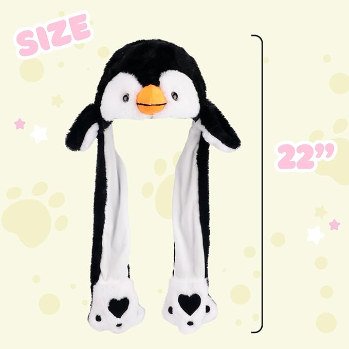 Bubblepompom Animal Hat with Ears Moving Jumping Pop Up Beating Hat Plush Holiday Cosplay Dress Up Funny Gift for Kids