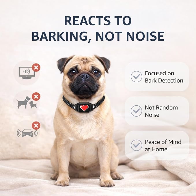 2 Pack Bark Collar for Small Dogs 5-15 lbs with Magnetic Charging – No Shock, 3 Beep & Vibration Modes, 5 Sensitivity Levels – Humane Stop Anti-Barking Device – Dog Training Bark Collar (Black/RH)