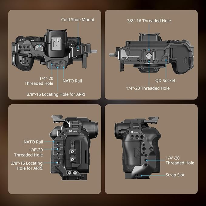 SmallRig R6 II Hawklock Camera Cage Kit for Canon R6 Mark II, Full Cage with Top Handle and Cable Clamp, Buit-in Cold Shoes and NATO Rails -5197