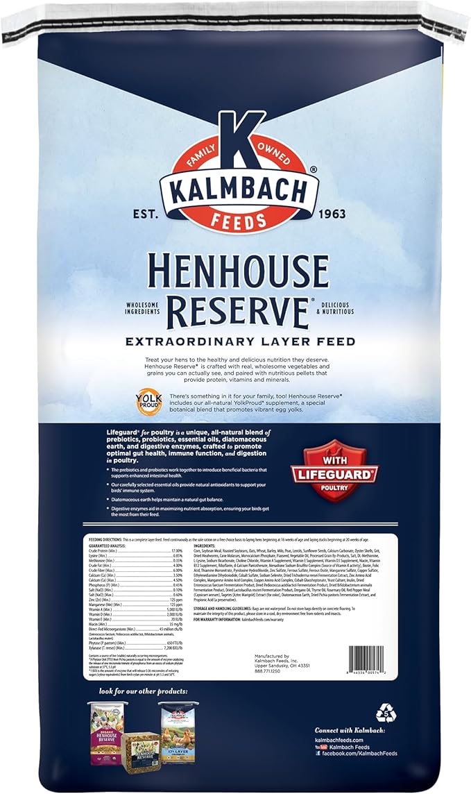Kalmbach Feeds Henhouse Reserve 17% Whole Grain Complete Layer Feed for Hens, 50 lb