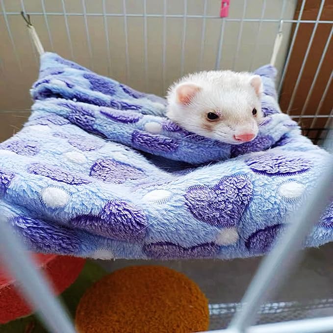 ISMARTEN Small Animal Hanging Hammock, Pet Hanging Nap Sack Sleep Bag Bed, Cage Hammock Beds for Ferret Guinea-Pig Sugar Glider Hamster Rat Mice Chinchilla Flying Gerbil and Squirrel (Pink)