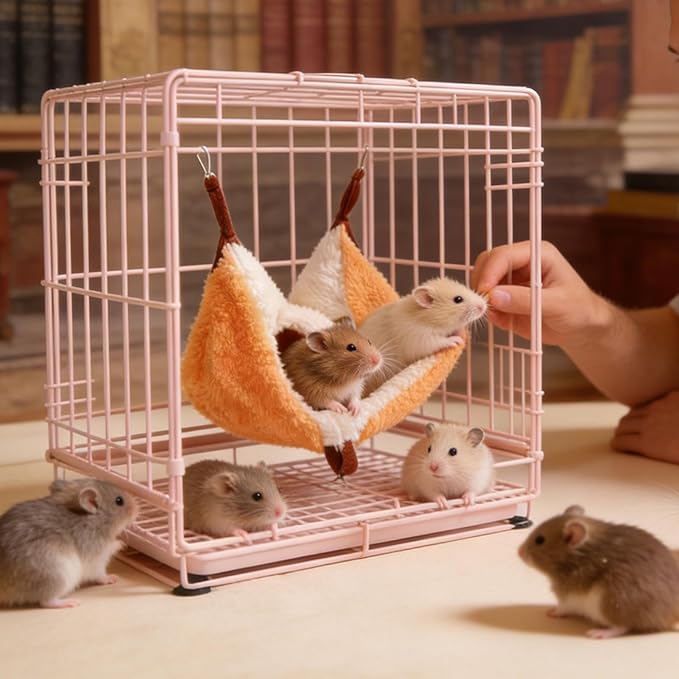 Ferret Hammock for Cage | Warm Semi-Enclosed Cave | House Cage Nest - for Hamster Chinchilla Ferret Squirrel Sugar Glider Home Indoor Outdoor Dining