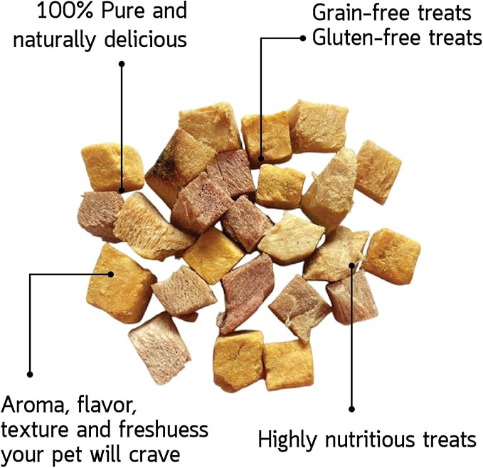 KELLY & CO'S Freeze Dried Cat Treats Made from a Single Ingredient. Grain Free, high Protein Healthy cat Treats (1.4 oz x 4 Packs) Minimally Processed Indulgent Treat (Fish Trio)