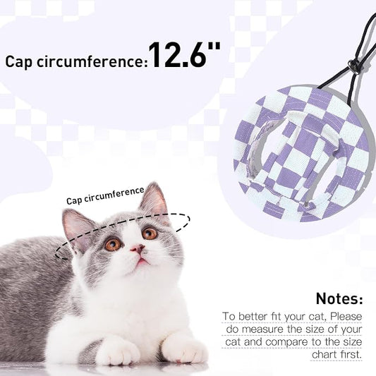 QBLEEV Cat Hats for Cats Only, Sphynx Hat with Ear Hole, Summer Cowboy Hats | Breathable kitten headwear mini sun sombrero caps, pet chihuahua sunscreen baseball outdoor climbing cap for birthday party