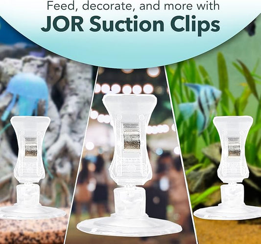 JOR 4 Pack Fishes Veggie Kelp Plant Suction Cup Clips for Aquariums, 2” x 1”, Feeding Tool, Aquarium Accessory for Fish Tank, Round Feed Holder Clamp, Automatic Fish Feeder, Includes Plastic Spring