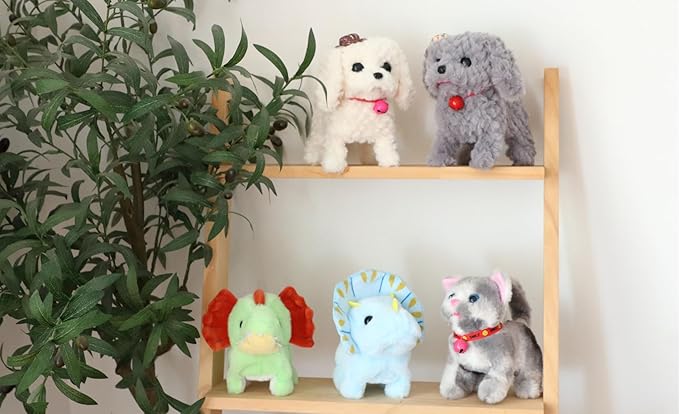 Walking Grey Cat Stuffed Animal Talking Wagging Nodding Educational Plush Kitty Toy Electric Interactive Animated Plushies for Girls Boys Birthday, 7"