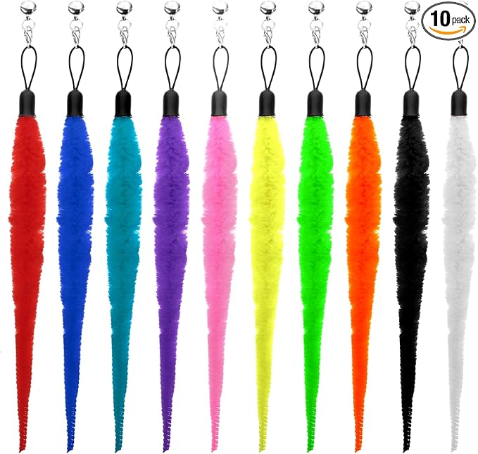10 Packs Cat Worm Toy Refills Cat Wand Replacement Worms Interactive Cat Wand Replacement Cat Toys Interactivefor Teaser Play and Chase Exercise with Kitten(Multi Colored)
