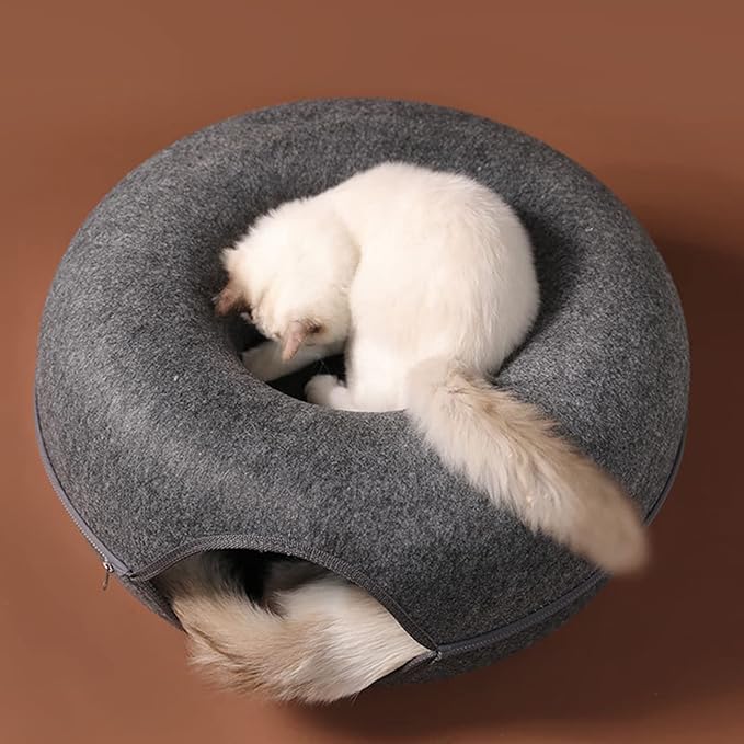 Thicken Felt Round Bed Warm Soft Tunnel Tube Small Pet Detachable Design Easy to Large Capacity Winter Pet Bed