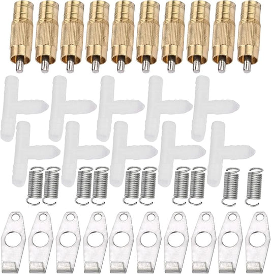 10pcs Set Pet Water Feeder, Stainless Steel Automatic Nipple Waterer Poultry Fountains & Waterers for Bunny Rat Rabbit Ferrets (Round Mouth White)