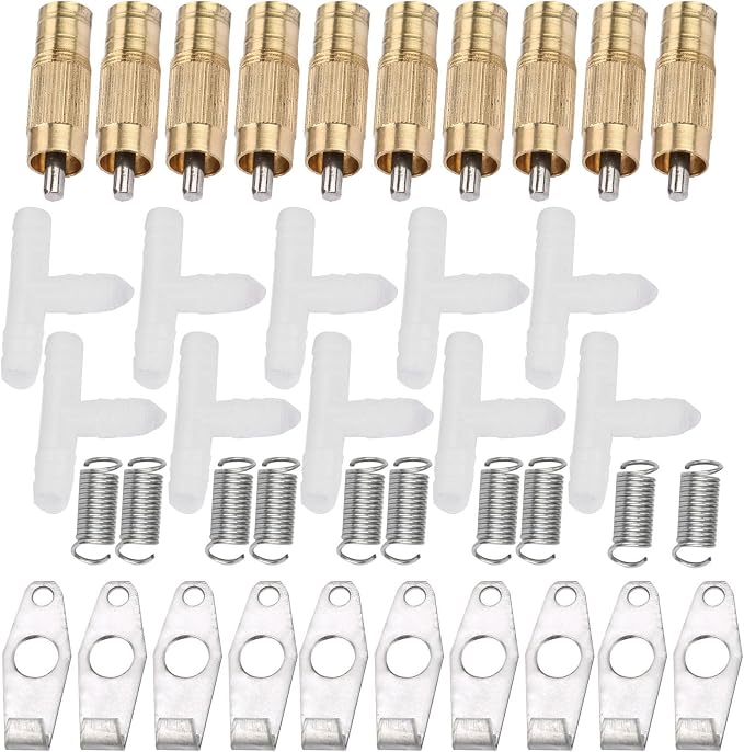 10pcs Set Pet Water Feeder, Stainless Steel Automatic Nipple Waterer Poultry Fountains & Waterers for Bunny Rat Rabbit Ferrets (Round Mouth White)