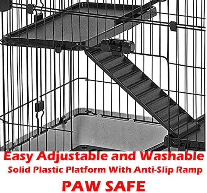 Large Deluxe in/Outdoor Guinea Pig Chinchilla Ferret Squirrel Hedgehog Kitten Rabbit Bunny Hutch House Critter Habitat Paw Safe Platform Ladder Easy Clean Bottom Mesh Floor Pull Out Tray On Wheels
