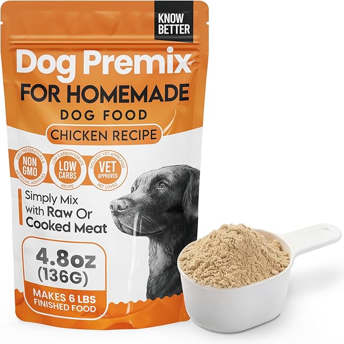 Know Better Chicken Recipe Homemade Dog Food Premix - Complete Raw or Homemade Meal Mix for Small Breeds - Puppies & Adults - Easy-to-Prepare Balanced Nutrition - Pet Food Supplies - 4.8 Oz