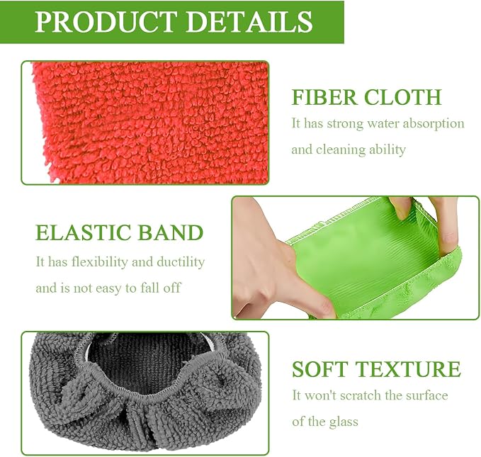 wuyaoyao 12PCS Car Windshield Cleaning Tool Bonnets, Microfiber Cleaning Cloth for Windshield Cleaning Tool, Replaced Car Care Microfiber Windshield Cleaner Cloths Pad, Fits 3" Plate (12PCS)