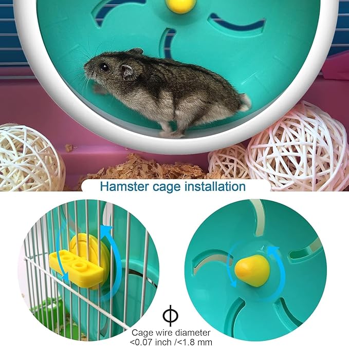 Hamster Toys Silent Wheel Quiet Exercise Exercise Toys Spinner for Gerbil Rat Mouse Mice Dwarf Hamster Adjustable Stand Silent Hamster Wheel (Blue)